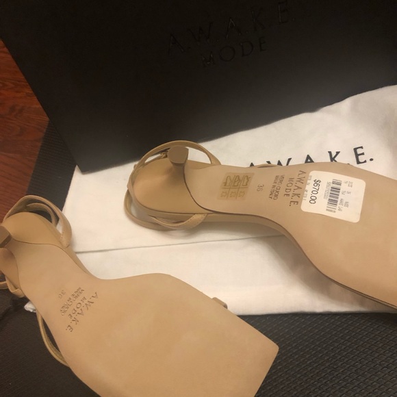 NWT A.W.A.K.E. Mode nude leather kitten sandals 6 - Picture 5 of 10